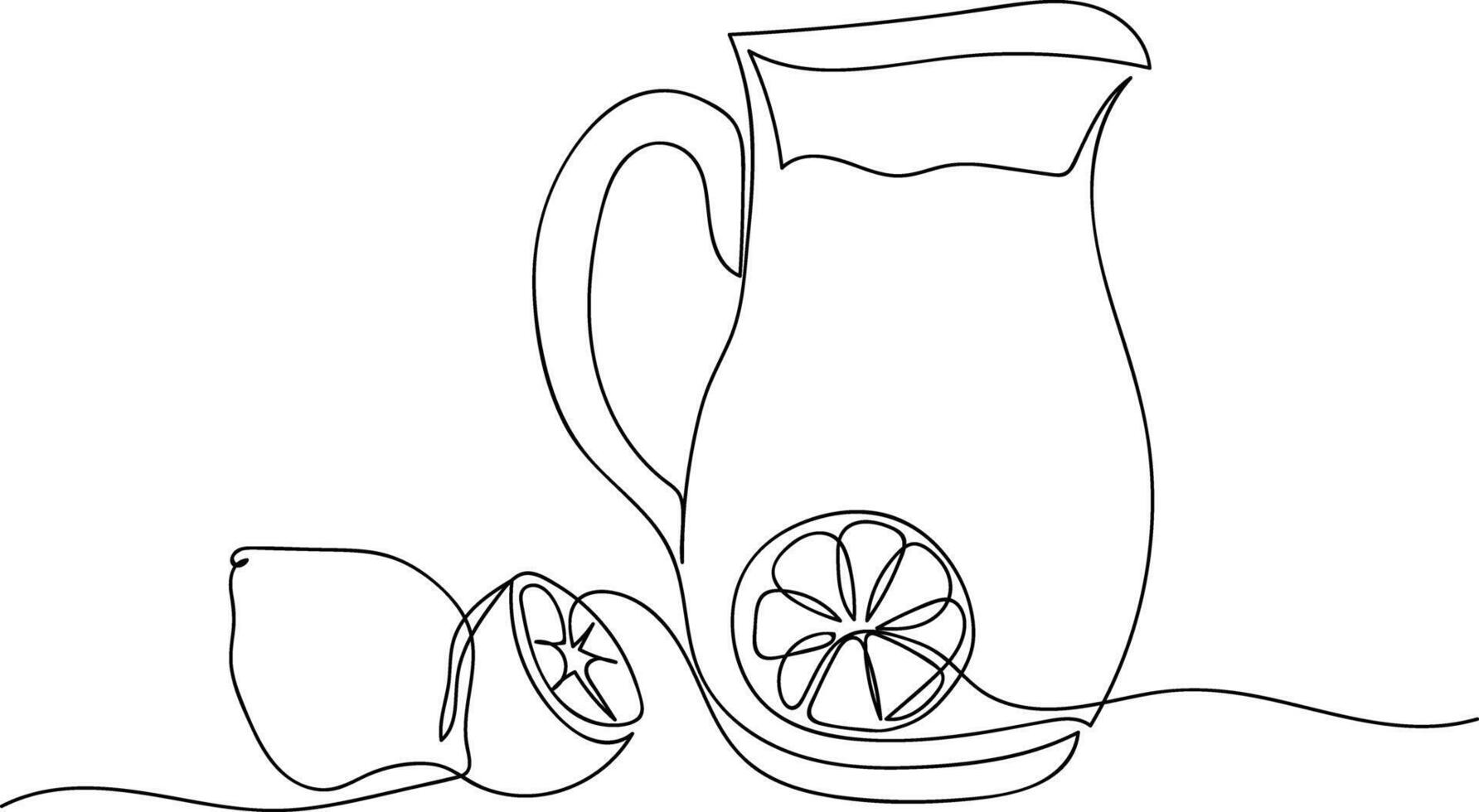 Enjoying refreshing lemonade in a simple line art style vector