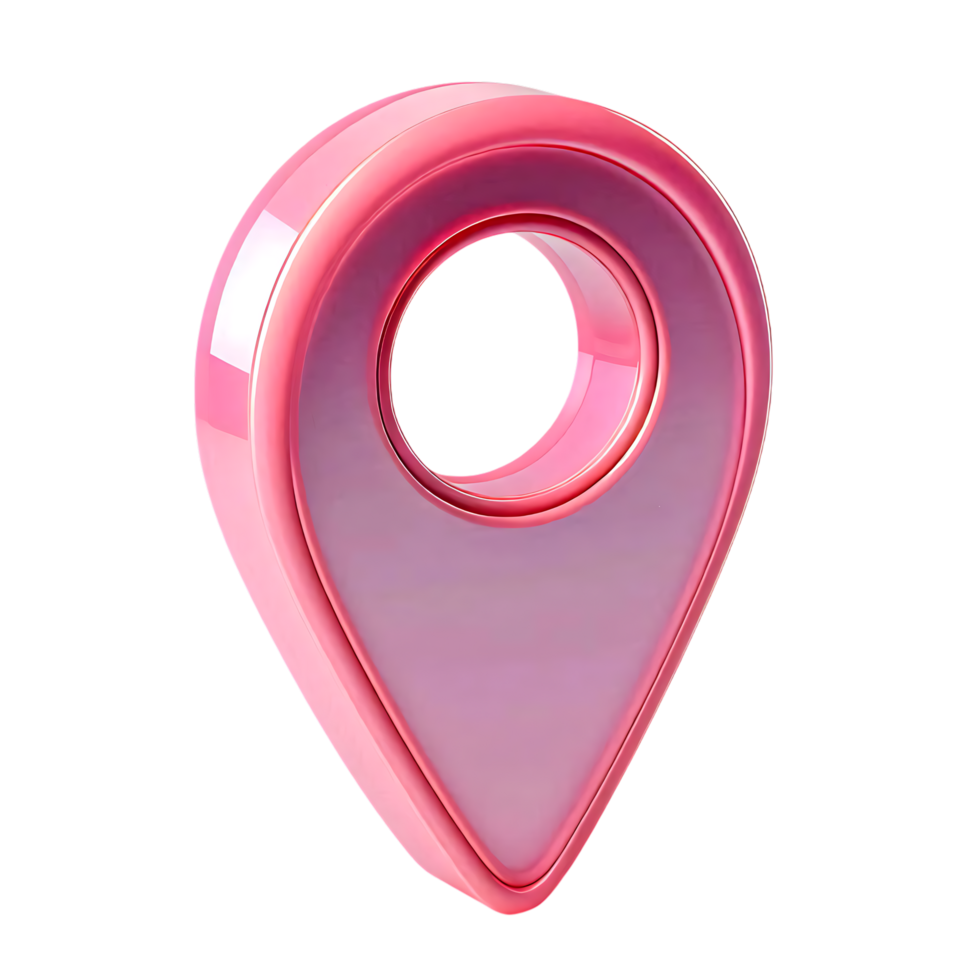 Pink Glossy 3D Location Pin Icon for Map Navigation GPS Pointer or Place Marker Isolated on Transparent Background png