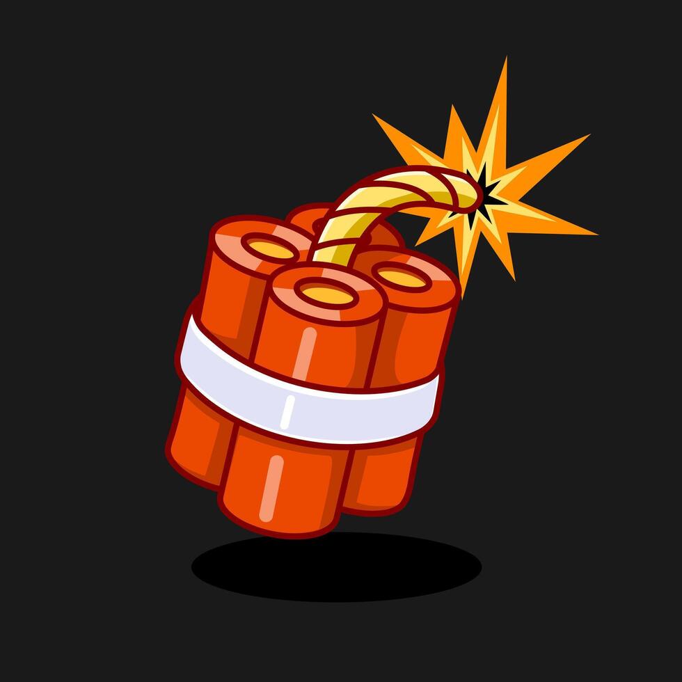 Cartoon Dynamite Stick with Burning Fuse Illustration Cartoon Design vector