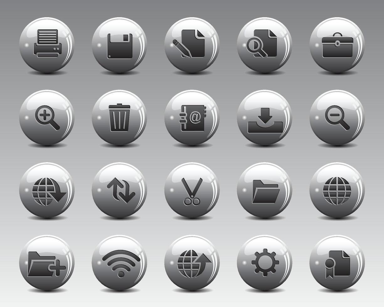 Beautiful web icons on grey 3d sphere ball. web and graphic icons for web computer and mobile vector