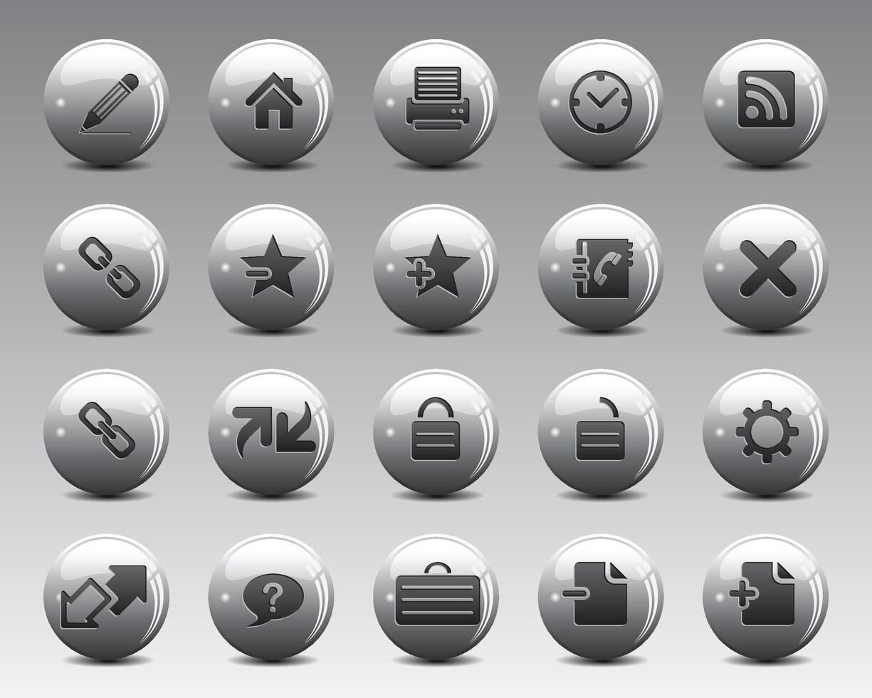Beautiful web icons on grey 3d sphere ball. Web icon , Contact us icons for web computer and mobile vector