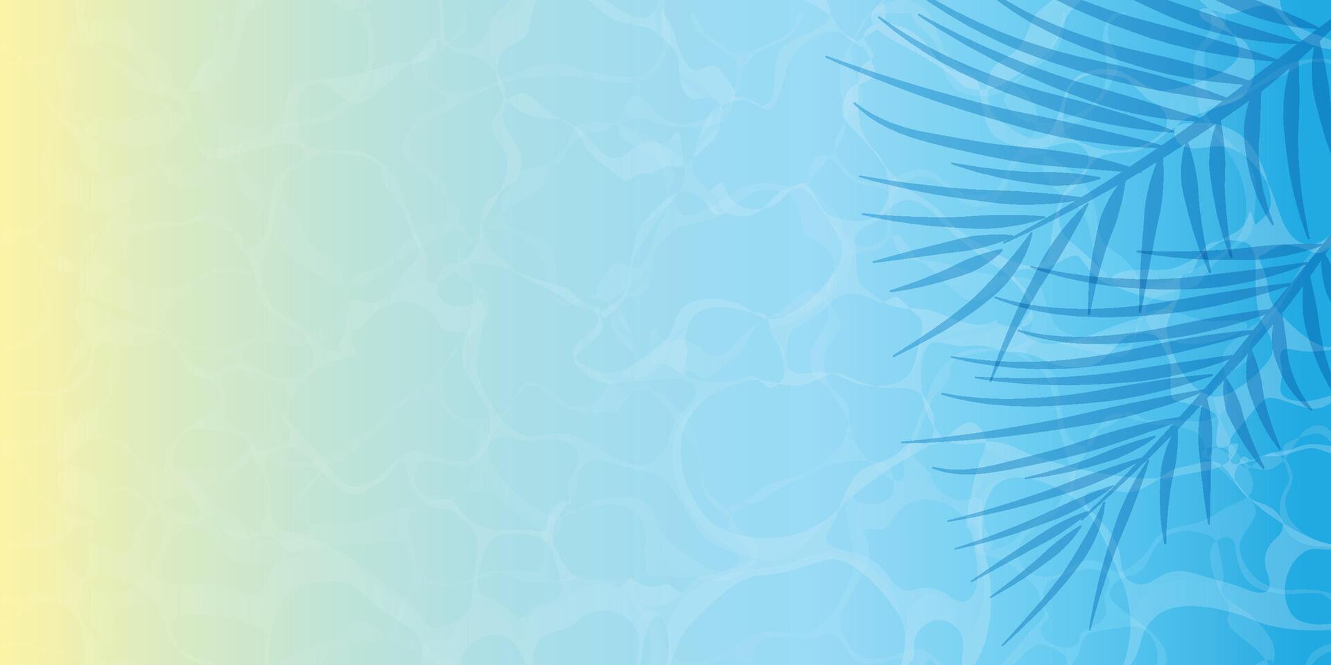 Summer background design with exotic plam tree leaves ocean blue beach, Summer backdrop vector