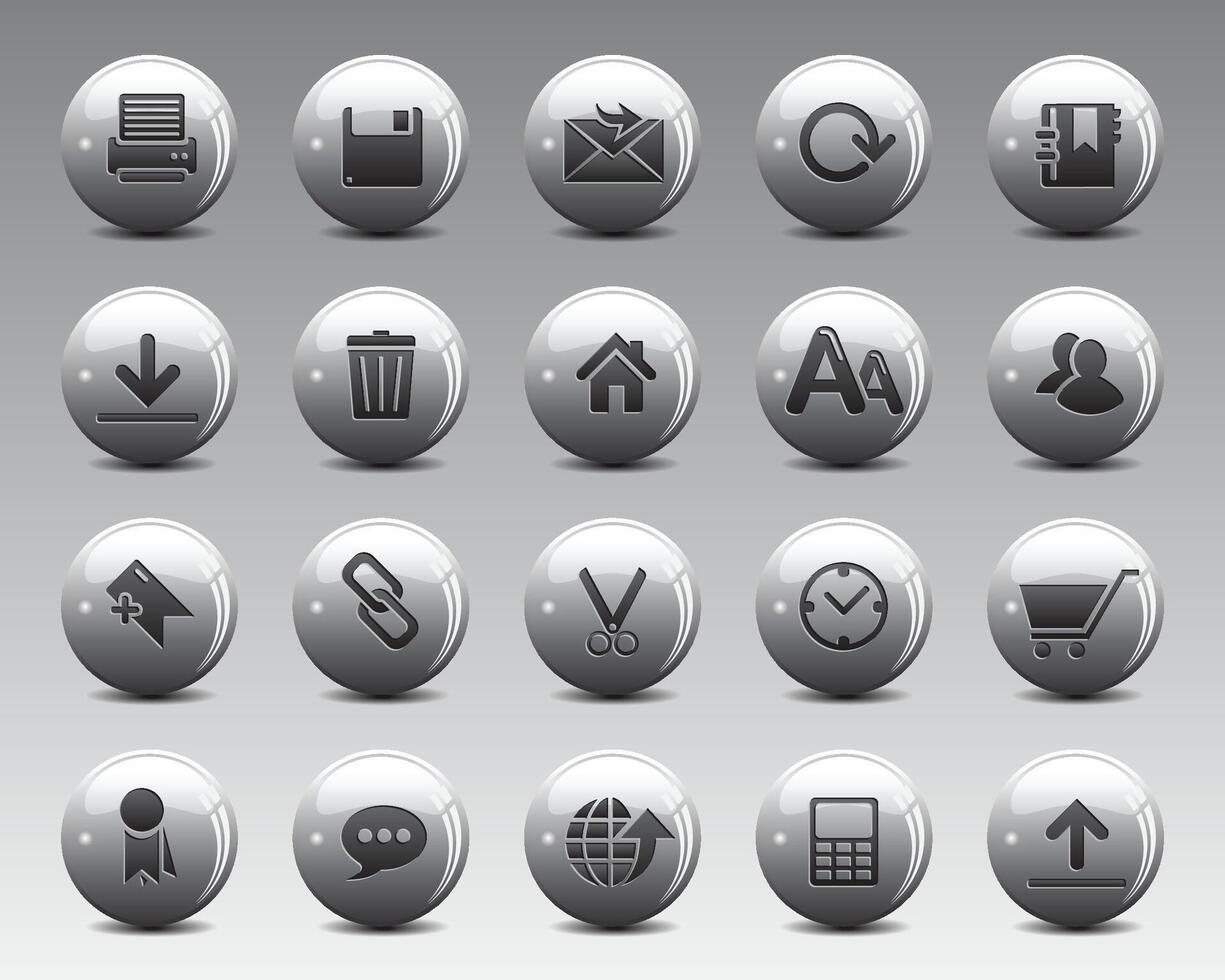 Beautiful web icons on grey 3d sphere ball. Web icons set , web and communication icons for web computer and mobile vector