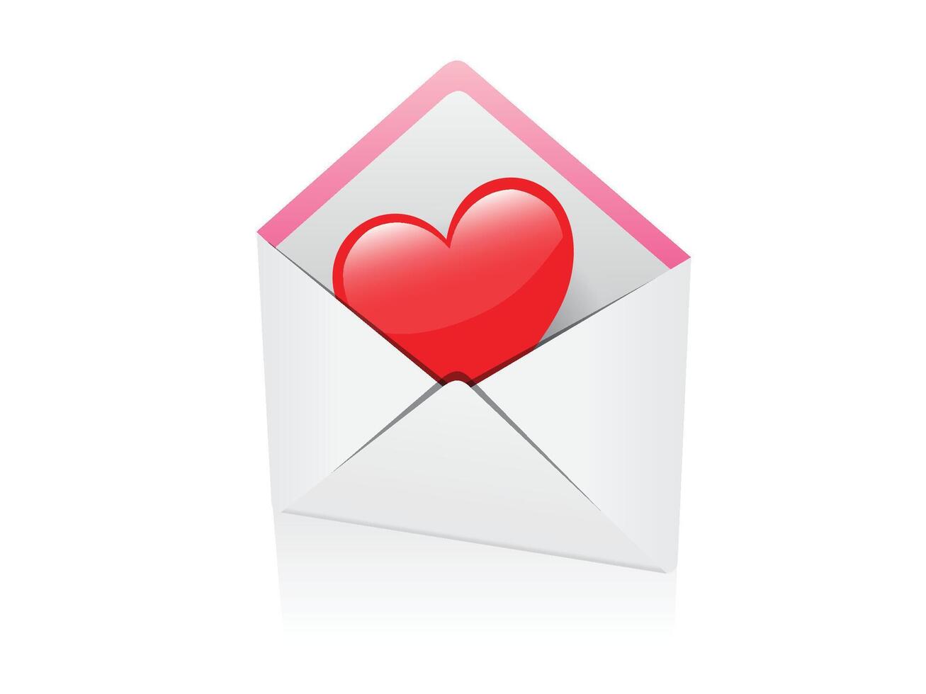 Loving heart in envelopes. Open envelope with heart. Subscribe to newsletter. Email message. Send post card. Envelope with document. Mail notification. Cartoon design icons vector