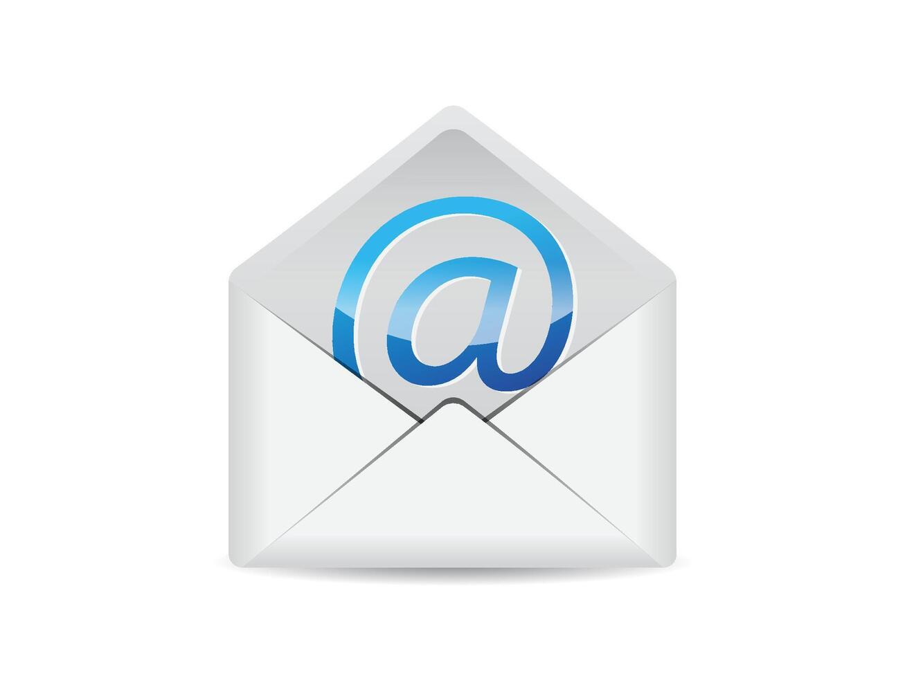 White envelopes icon set. Open letters. Subscribe to newsletter. Email message. Send post card. Envelope with document. Mail notification vector