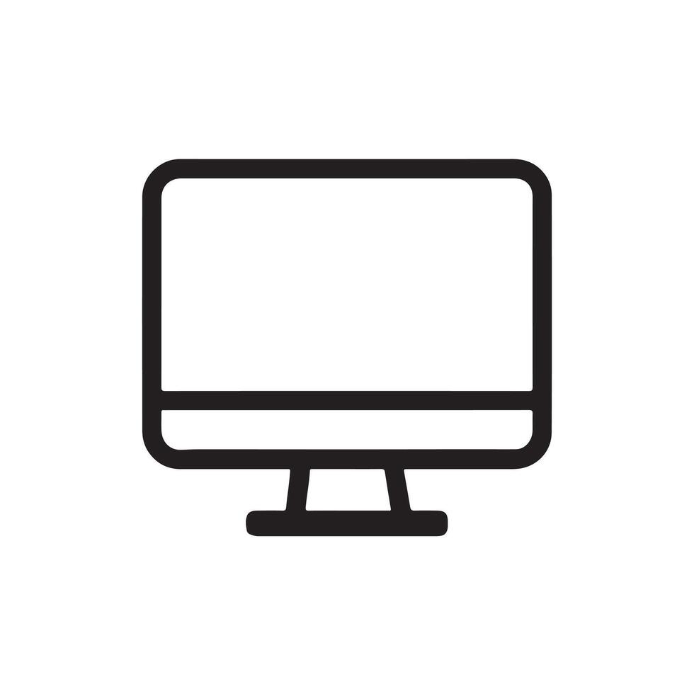 A black and white image of a computer monitor vector