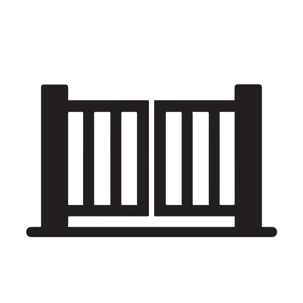 A black and white illustration of a gate vector