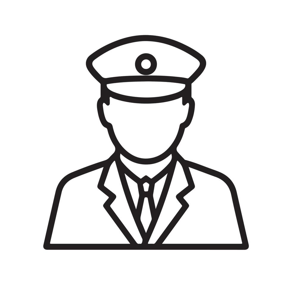 A police officer icon in black and white vector