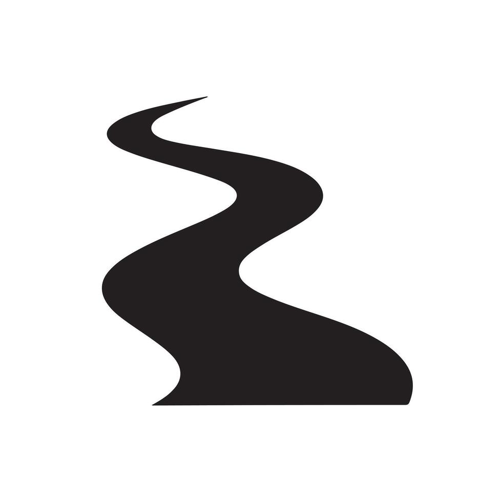 A black and white image of a curved road vector