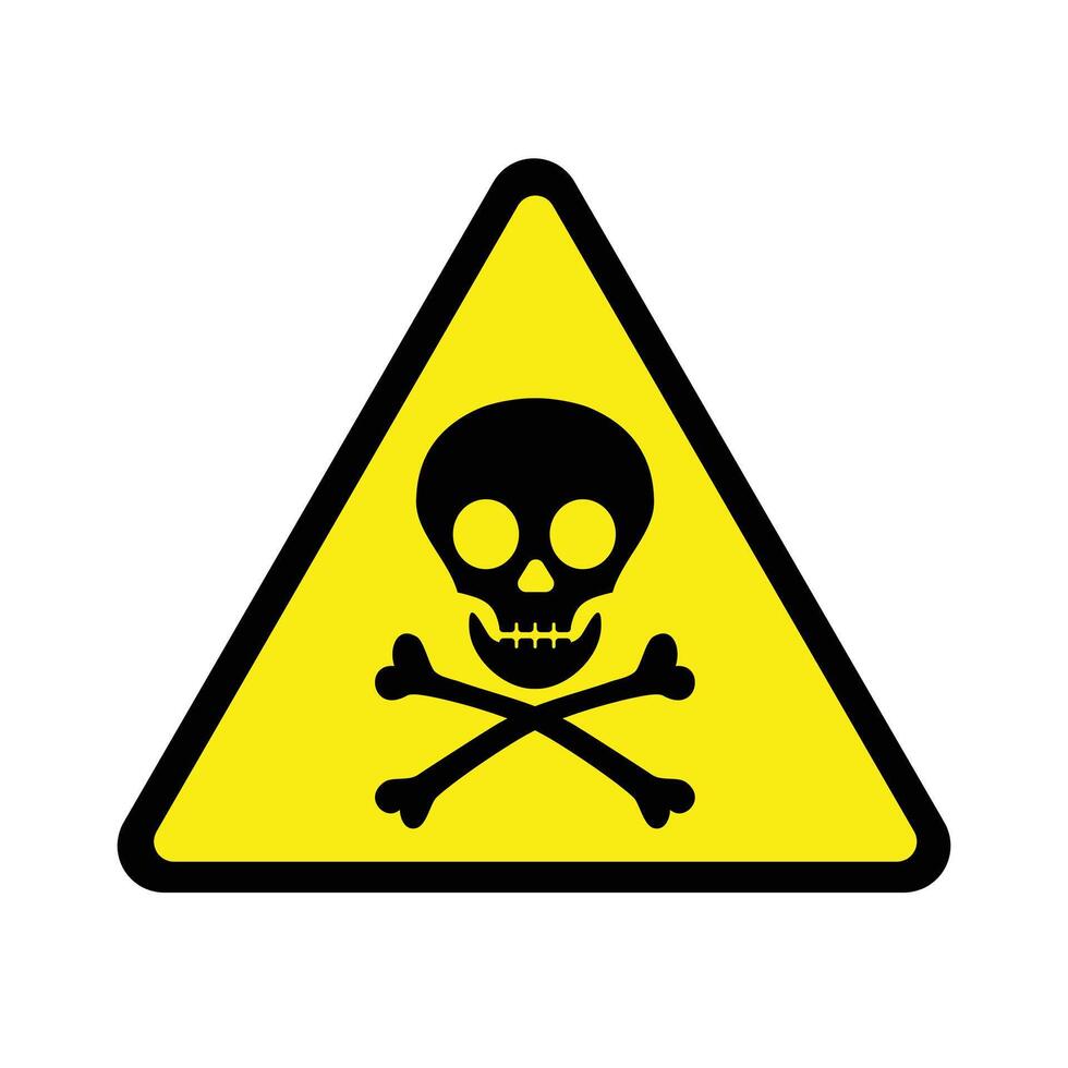 Skull And Crossbones Warning Sign. Danger toxic hazard public sign. Attention toxic hazard Symbols danger and safety signs. skull and bones, safety warning, hazard alert. vector