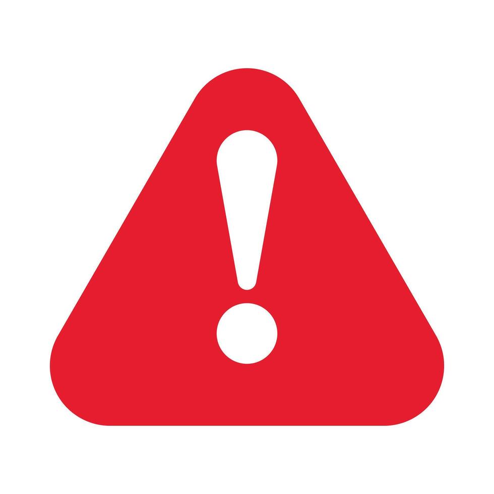 Red warning sign, Warning sign Icon, Warning sign on white illustration. Triangle warning sign. Hazard warning sign. Exclamation Point Sign in Red Triangle. Caution alarm attention mark. vector