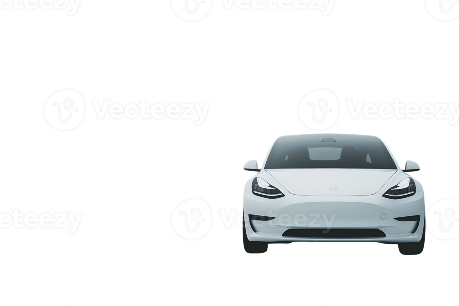 White Electric Car on Transparent Background png