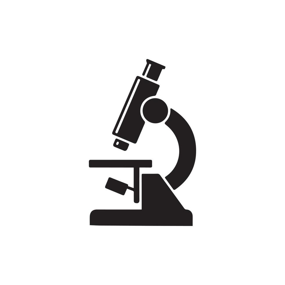 Microscope Icon Black Science Lab Equipment Illustration vector