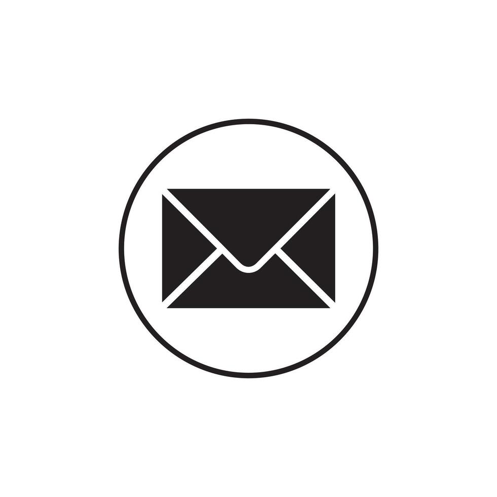 Envelope Icon in Black Circle for Email and Communication Design vector