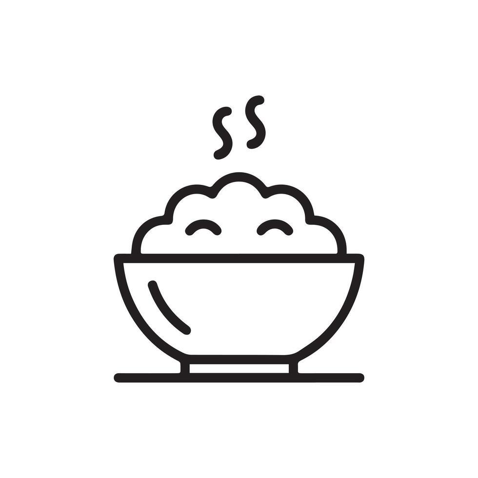 Rice Bowl Icon Isolated on White Background vector