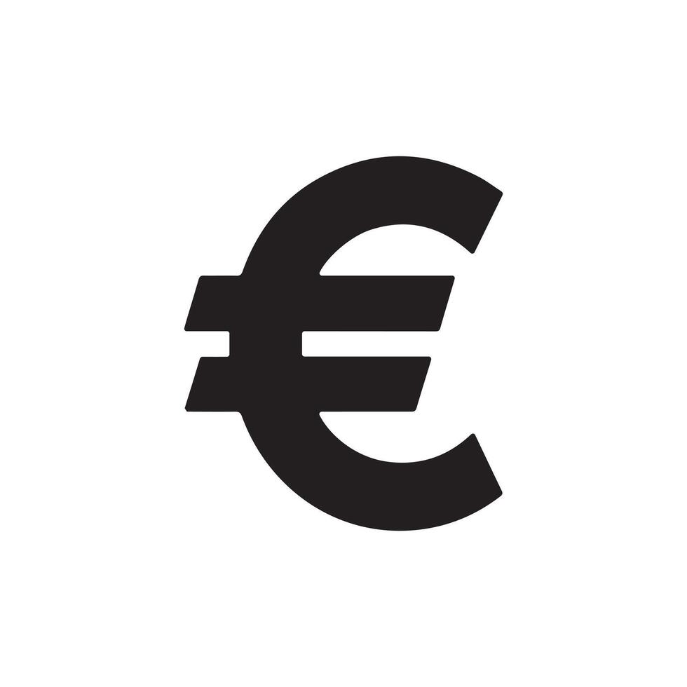 Euro Currency Symbol Black Icon for Financial and Economic Design vector