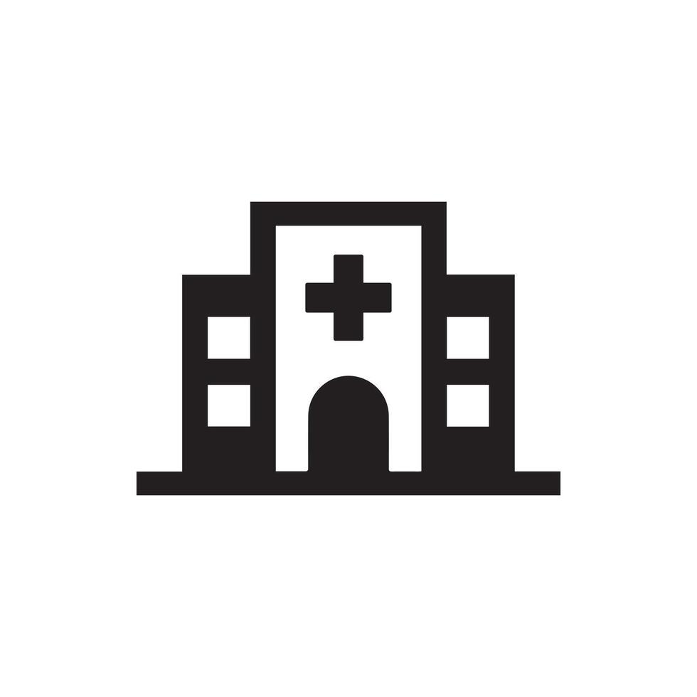 Hospital Building Icon Isolated on White Background vector