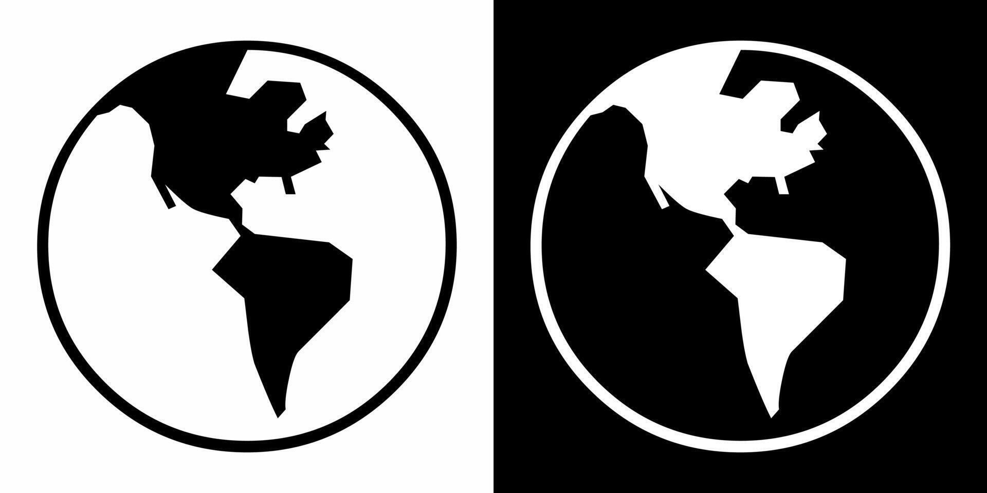 Globe icon. Earth icon sign symbol in trendy flat style. Planet icon illustration isolated on white and black background vector