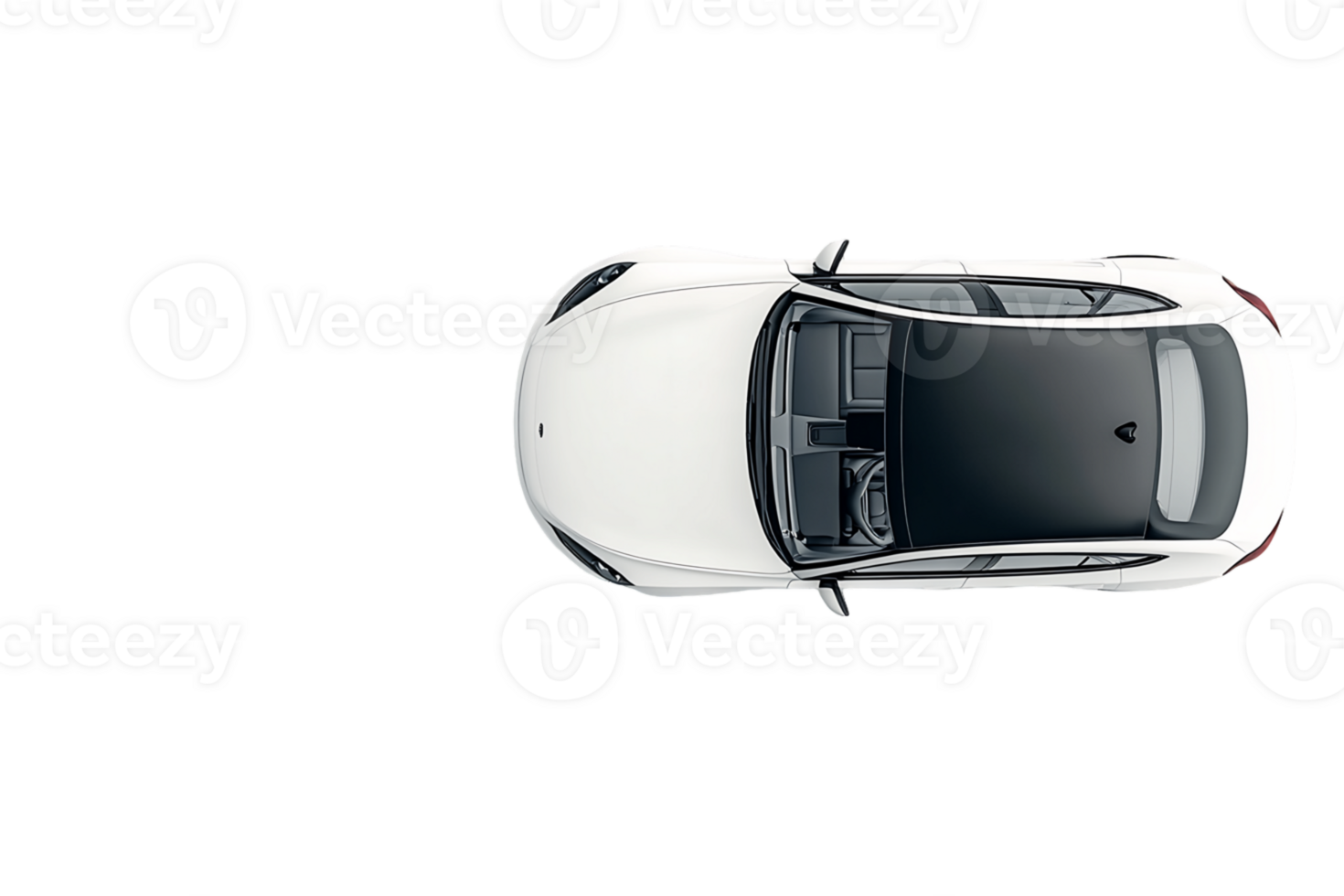 White Luxury Car Top Down View, Studio Shot, Transparent Background png