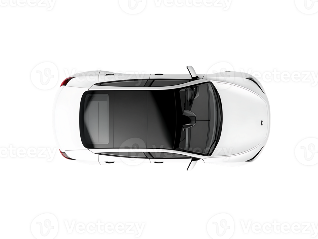 White Luxury Car Overhead View with Panoramic Sunroof png