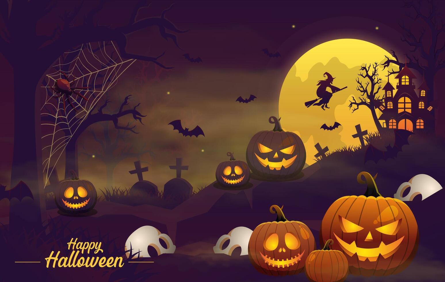 happy halloween background celebration template design vector