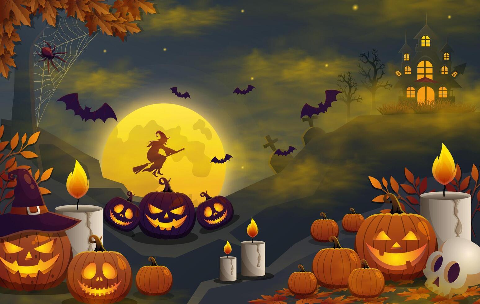 creepy halloween background season design template vector