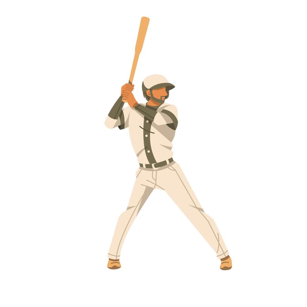 baseball player holding a baseball bat ready to hit the ball illustration vector