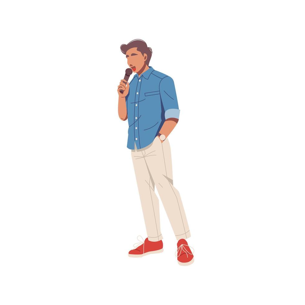portrait of man talking using mic illustration vector