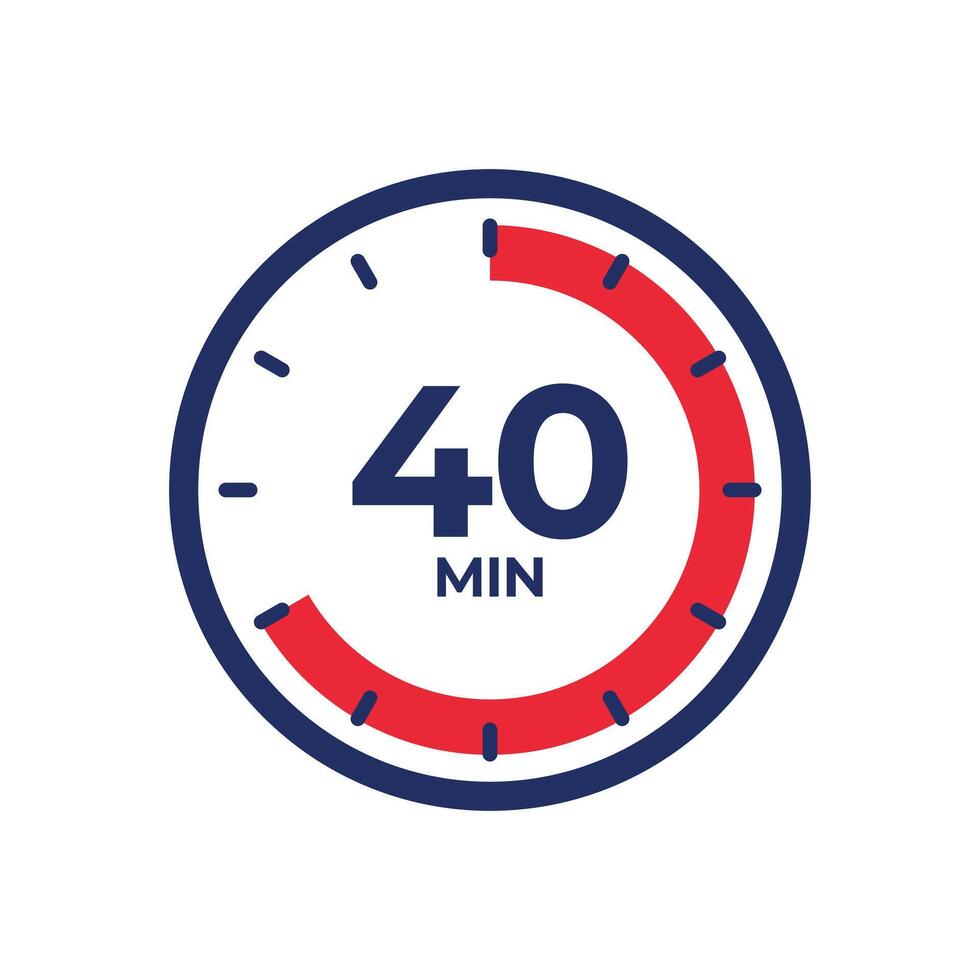 40 minute Timer, clock, stopwatch isolated icon. Countdown timer symbol. vector
