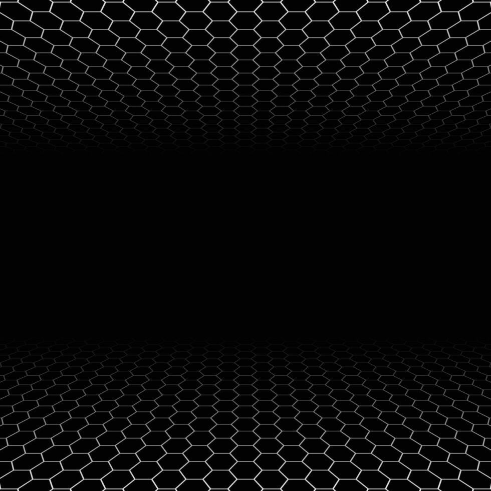 Futuristic Perspective Hexagon on Dark Background Design . vector