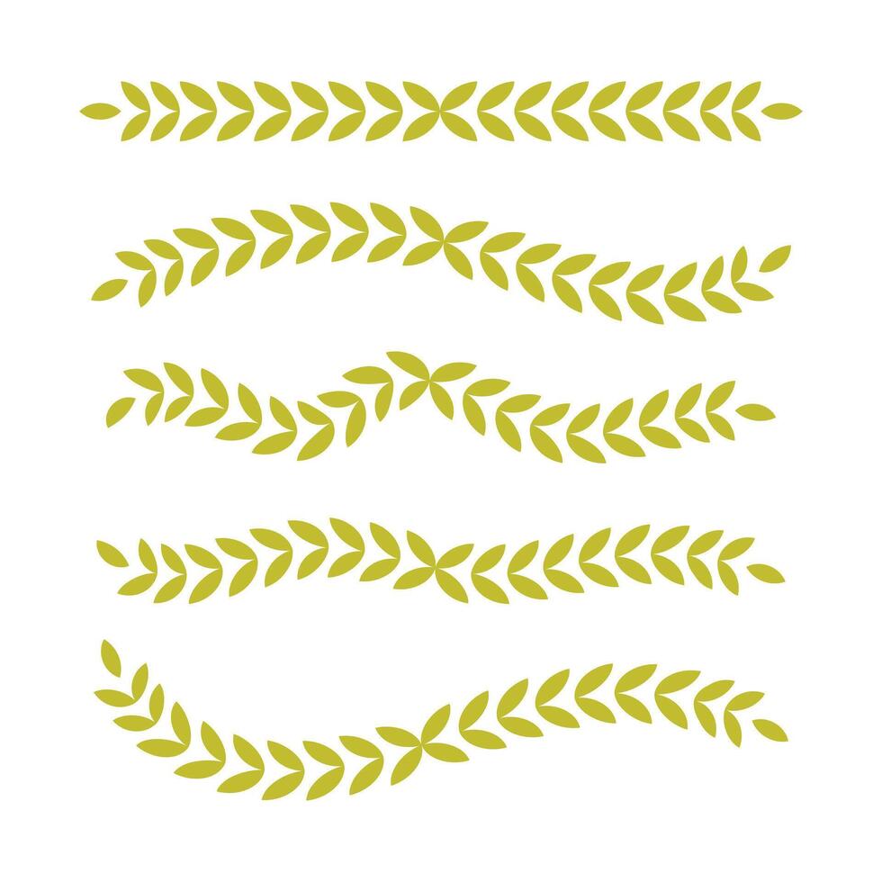 Set of Laurel Branches. Yellow Decorative Elements vector