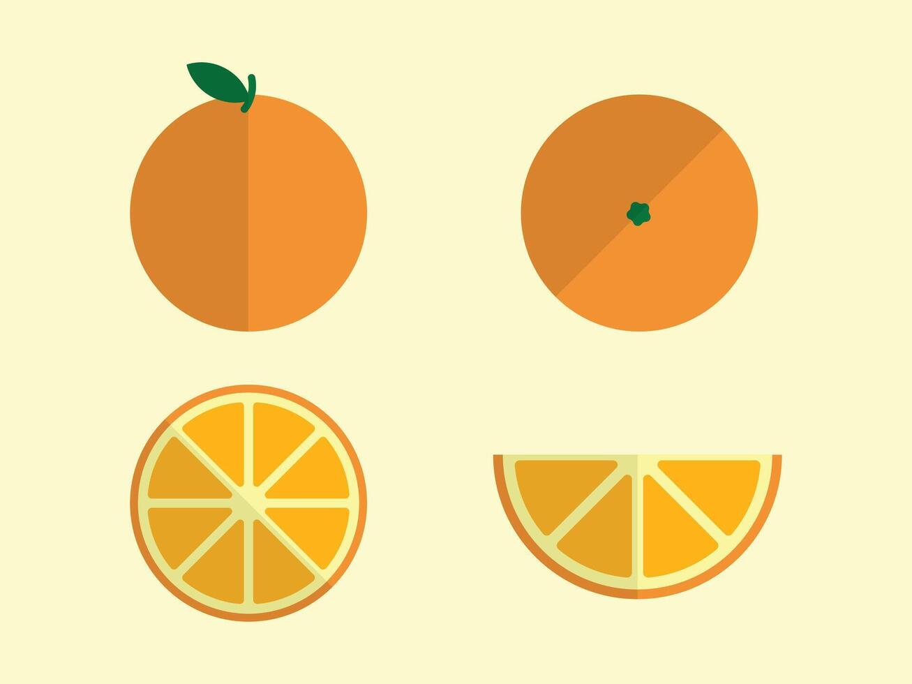 Fresh orange and sliced variations. illustration. vector