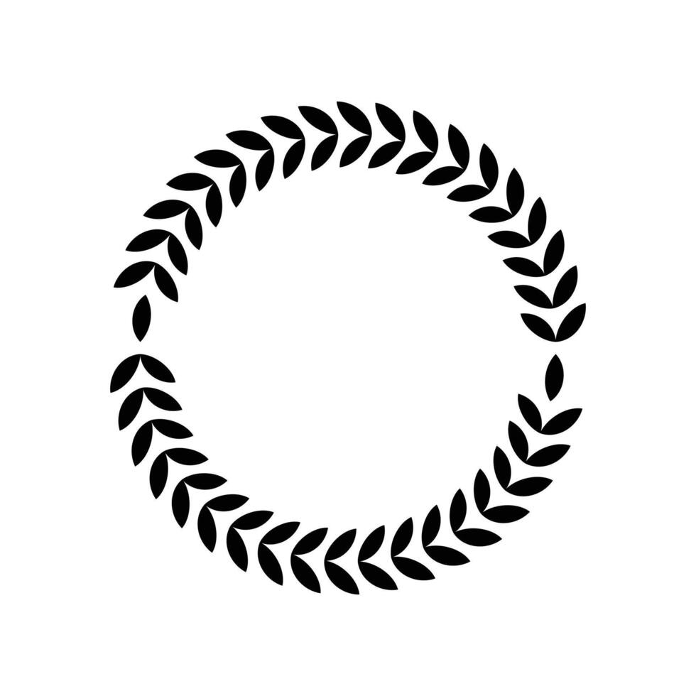 Black Laurel Circle Wreath Award Symbol . vector