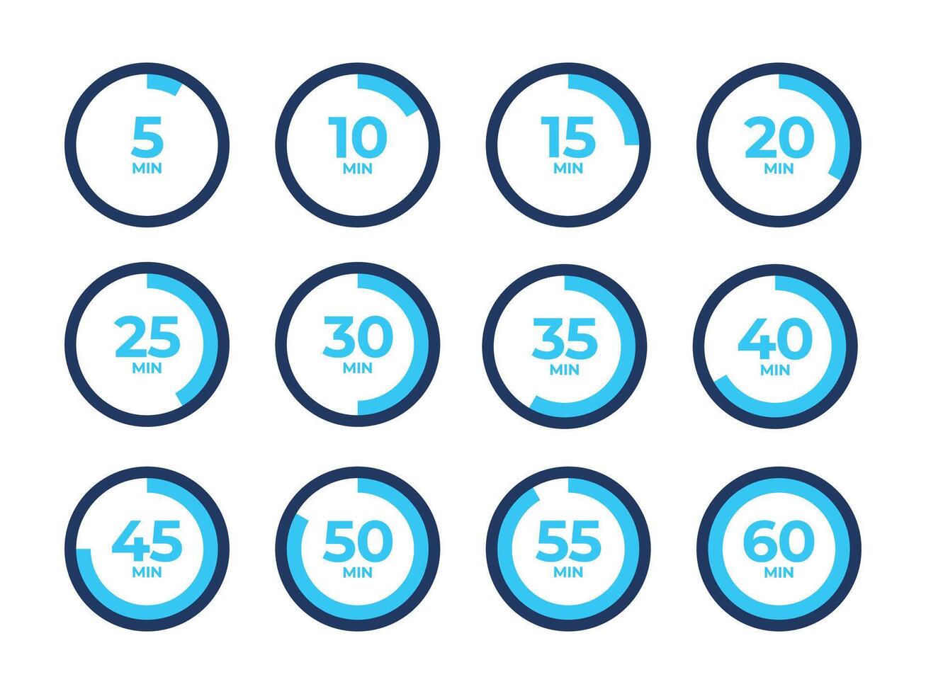 Stopwatch icons. Set of timer clock icons. illustration vector