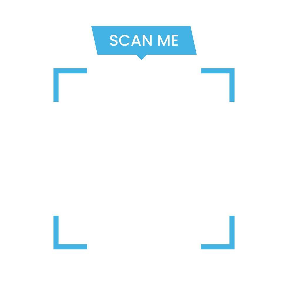 Scan Me Label in Blue QR Code Frame Template for Digital Interfaces vector