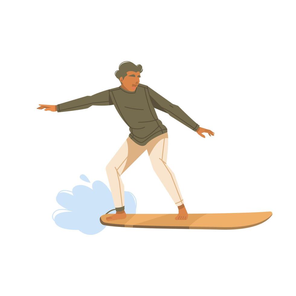 portrait of man surfing vector