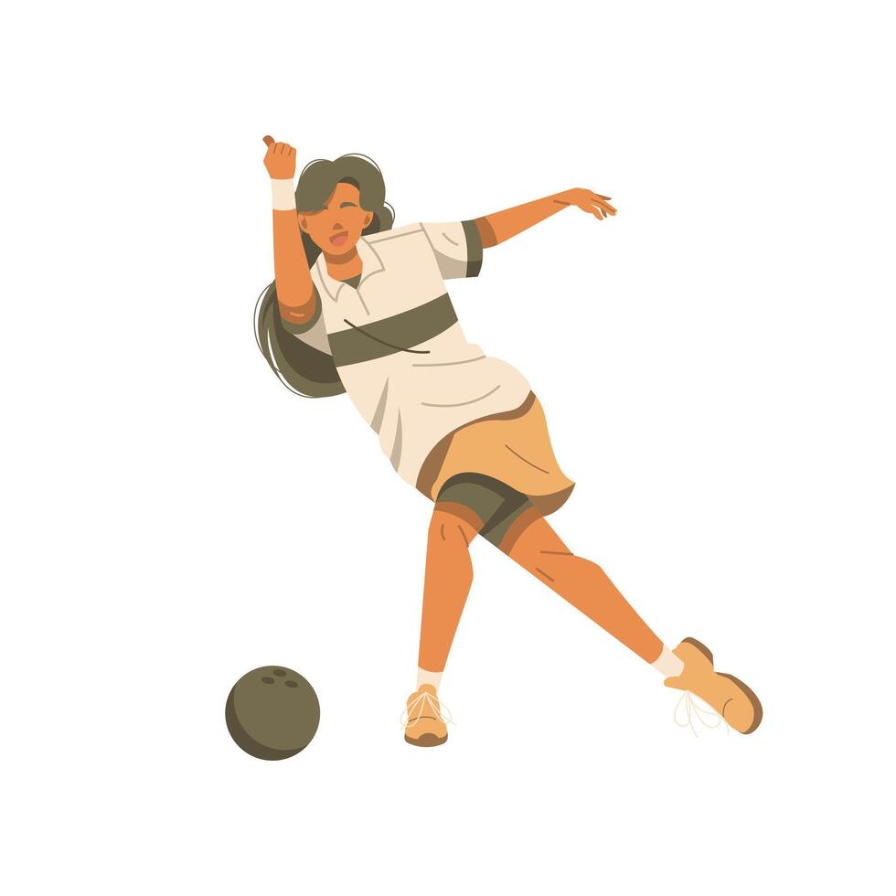 woman posing throw a bowling ball illustration vector