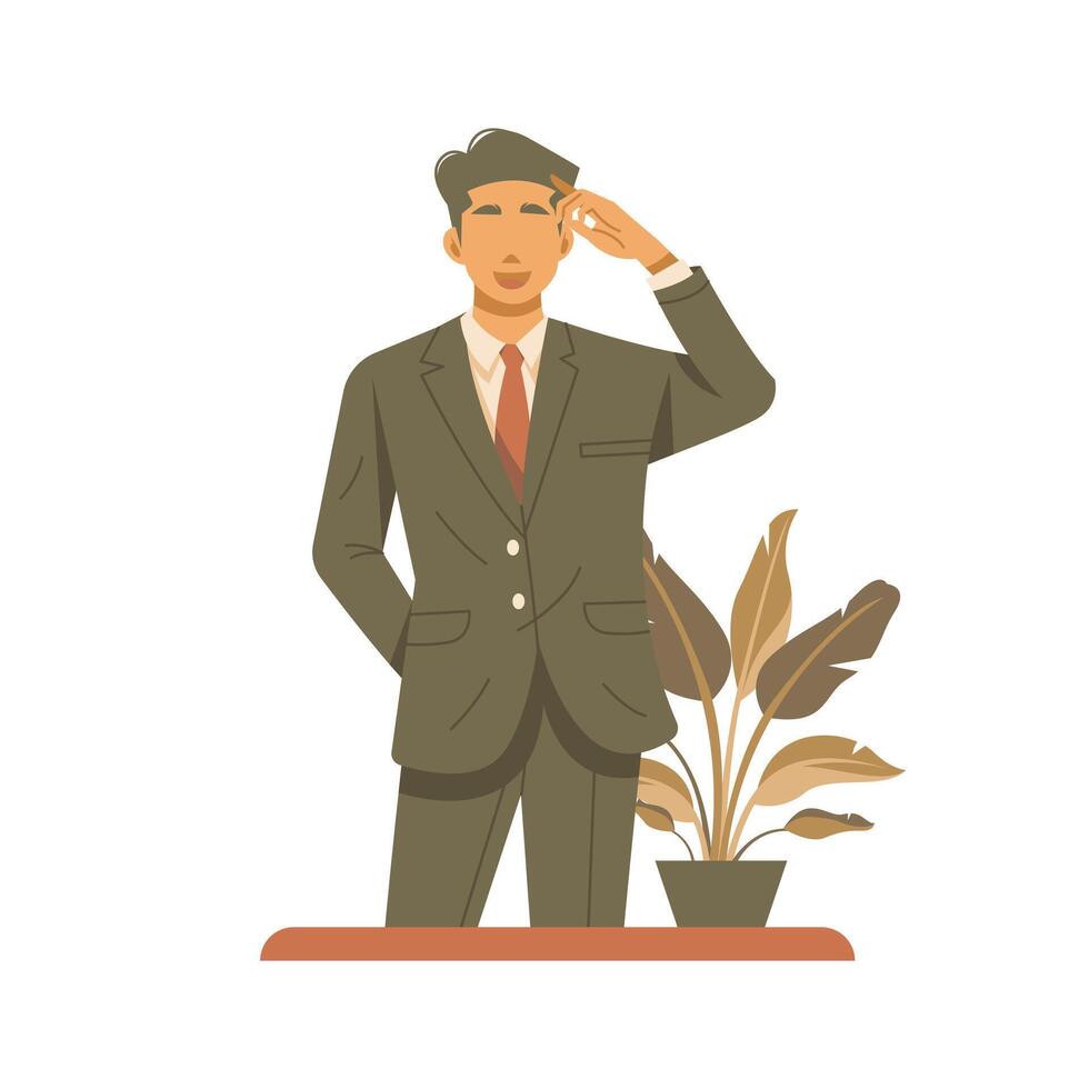 handsome businessman thinking isolated illustration vector