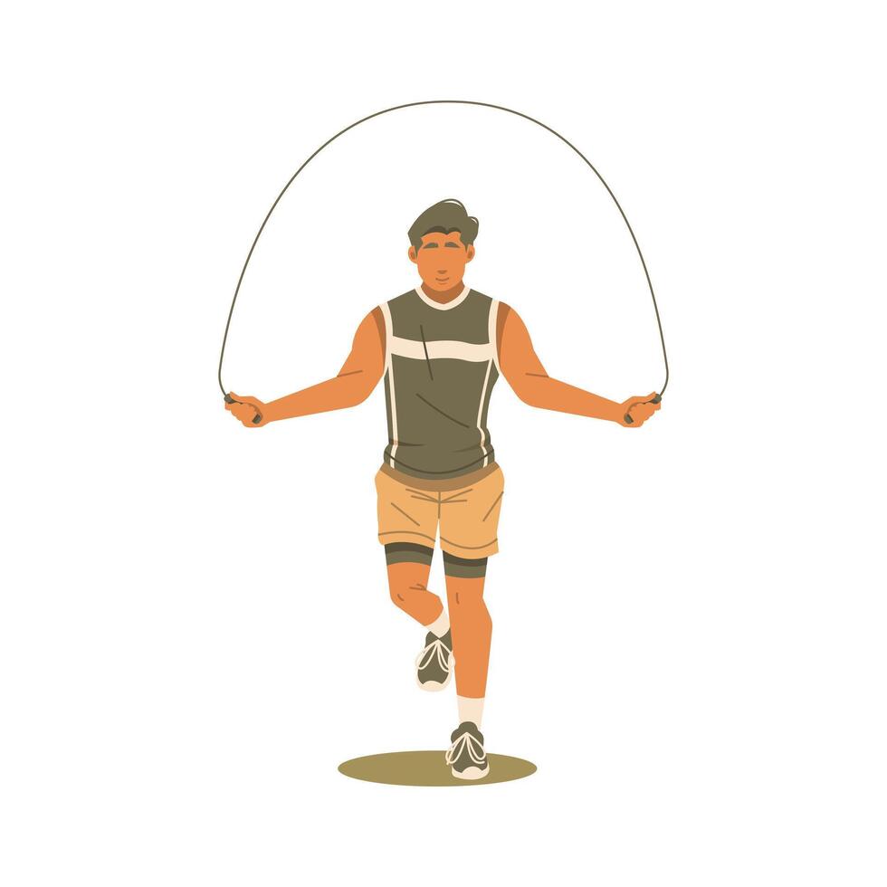 man jumping with skipping rope illustration vector
