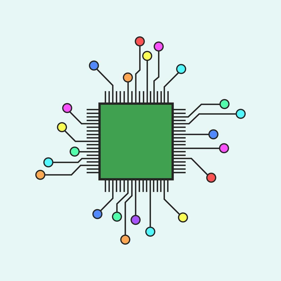 Simple Computer CPU Chip Illustration vector