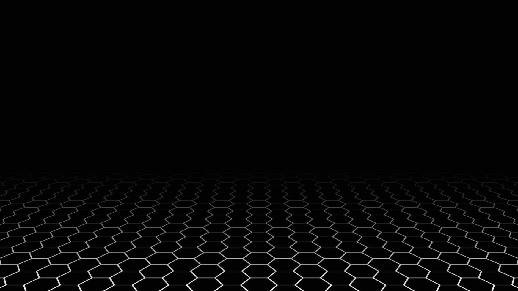 Black Perspective Hexagon Grid Background Futuristic Surface vector