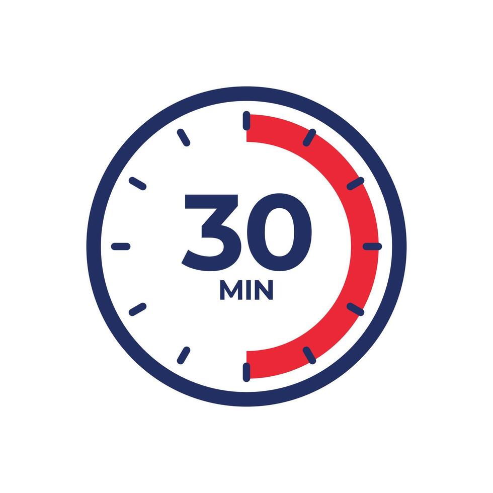 30 min Timer, clock, stopwatch isolated icon. Countdown timer symbol. . vector