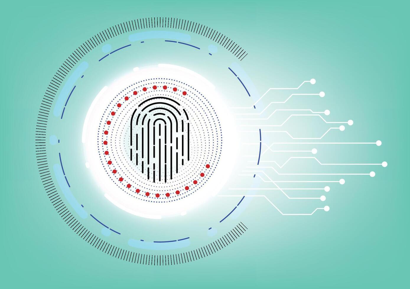 Technology fingerprint scanner security abstract background concept, abstract tech, Cloud computing, connect to network. Security cyber digital concept fingerprint scan. vector