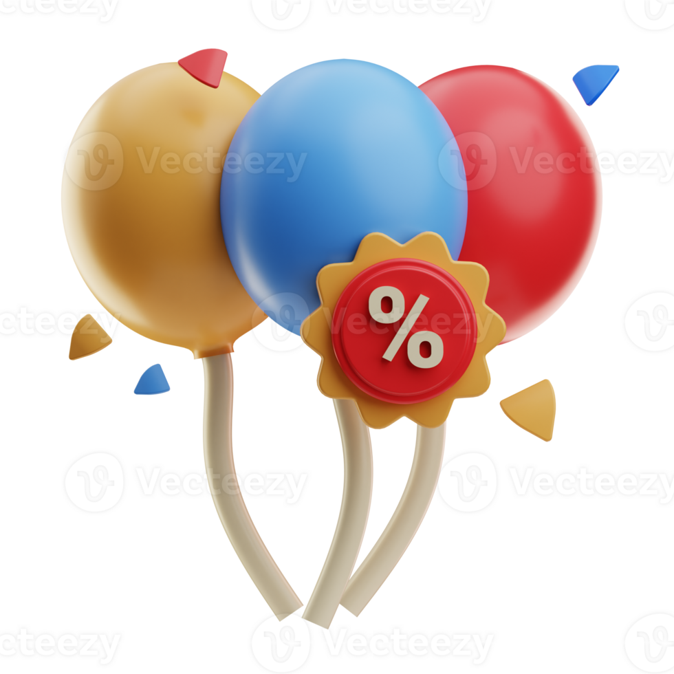 Colorful Balloons with Discount Badge png