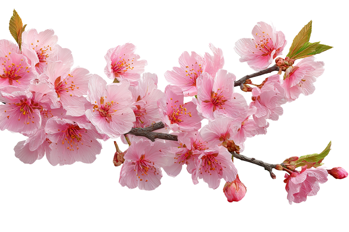 Cherry blossom branch on transparent background. png