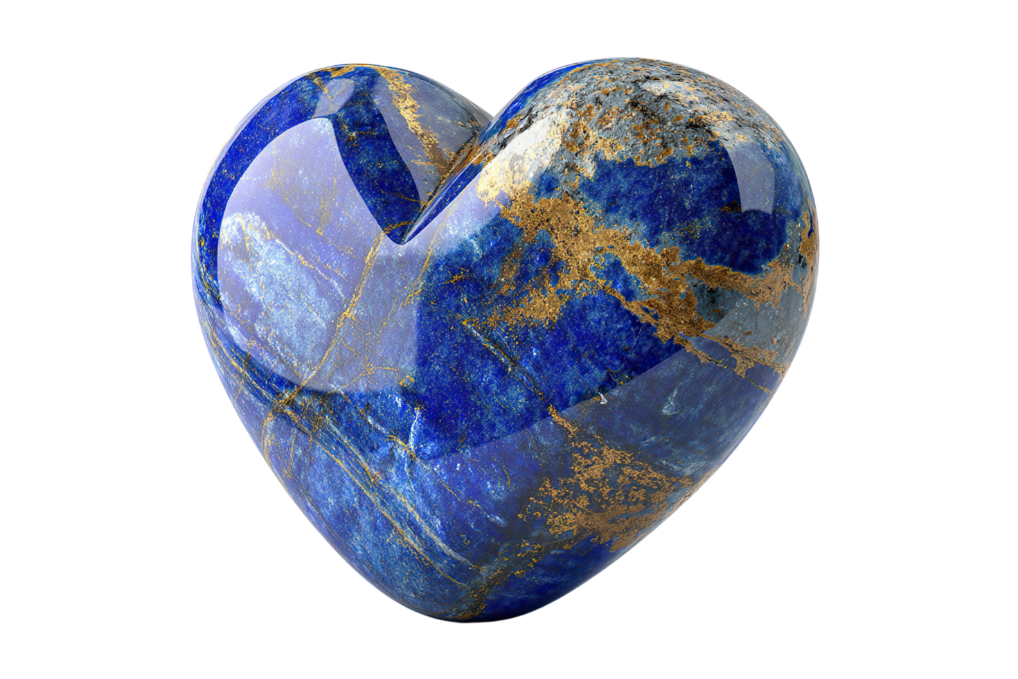 Lapis lazuli heart isolated on a transparent background. png