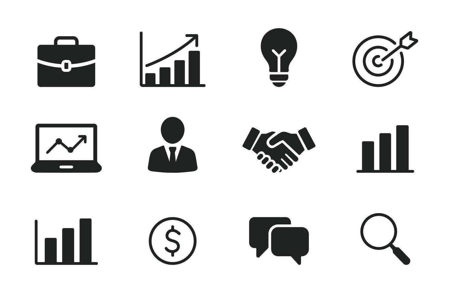 Business Icons Set, Finance, Marketing, Business, Elements Collection Icons, Corporate, Strategy, and Growth Symbol, Flat Minimal design vector