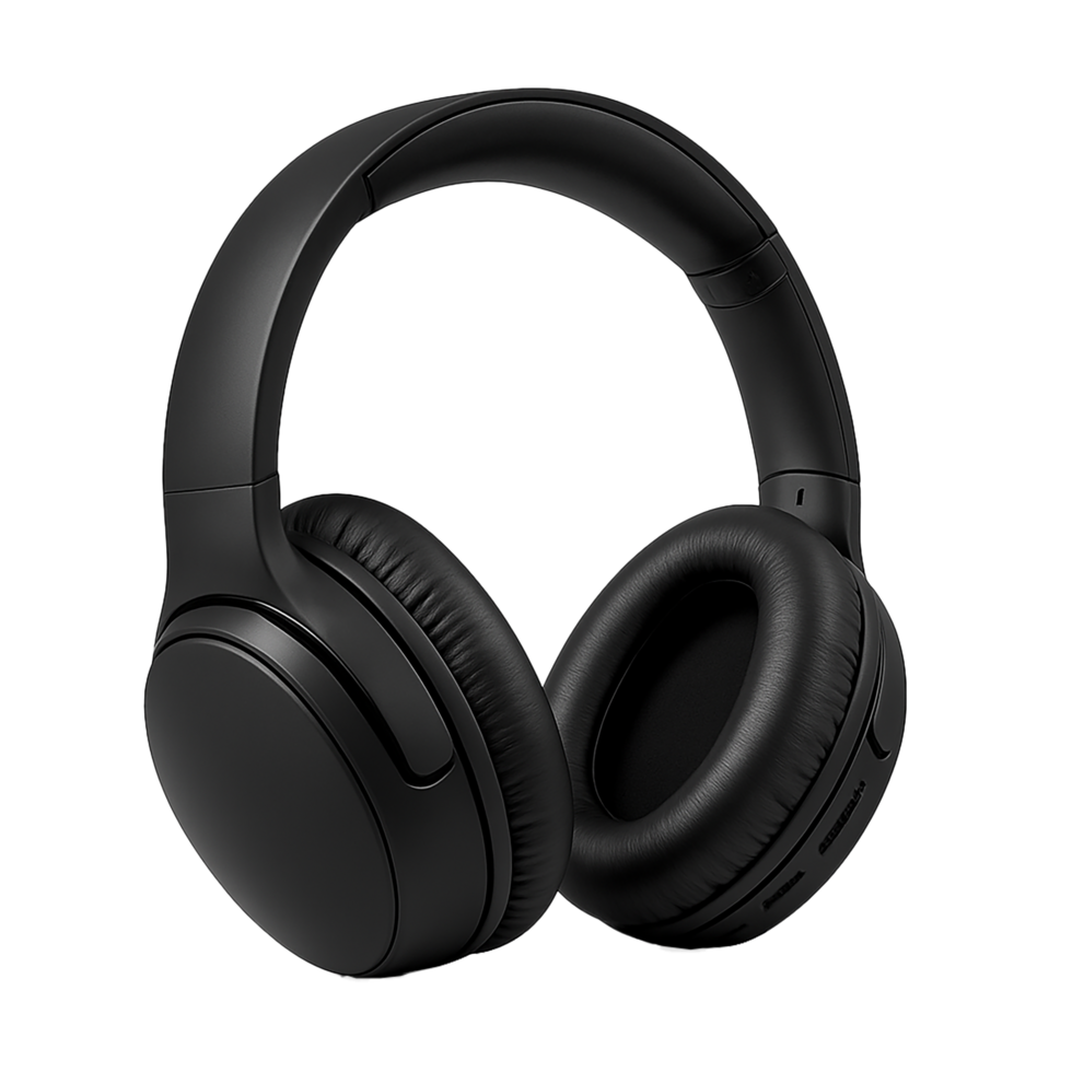 a pair of black headphones on a transparent background png