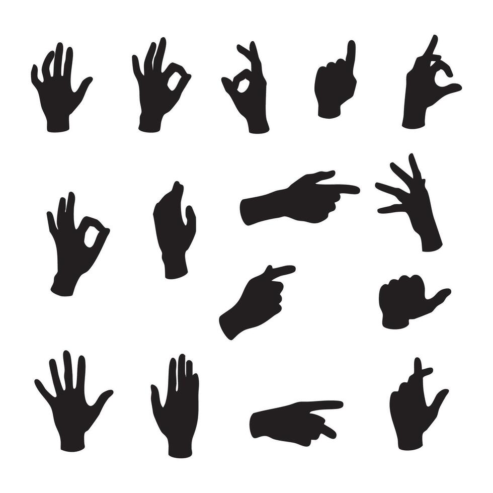 Hands in silhouette on white vector