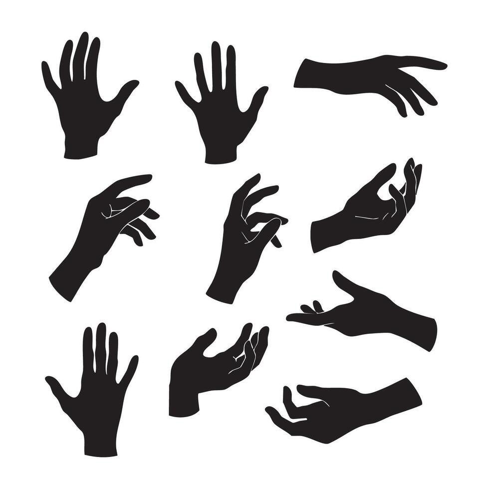 Silhouette of hands on a white surface vector